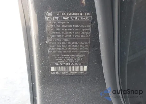 2011 Land Rover Range Rover Sport Hse from USA, damaged, VIN SALSK2D43BA715632